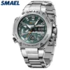 SMAEL Brand Fashion 8097 Stainless Steel Watch Sport Dual Time Luminous LED Display Quartz Digtal Watch For Men