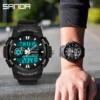 SANDA 6002 Large Men Watches Digital Watch Luminous 5BAR Waterproof Male Sport Watch Quartz Dual Display relogio masculino - Image 2