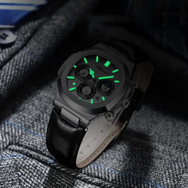 CHENXI Watch Men High-end Leather Strap Chronograph Quartz Clock Waterproof Square Watches Luxury Men 2024 - Image 6