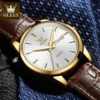 OLEVS 6898 Business High Quality Men Wristwatches, Waterproof Quartz Genuine Leather Strap Watches For Men Calendar Week Display - Image 3
