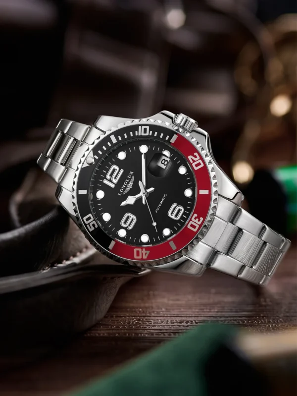 LONGLUX automatic watch luxury wholesale mechanical wristwatches stainless steel skeleton date waterproof mens watch men gift