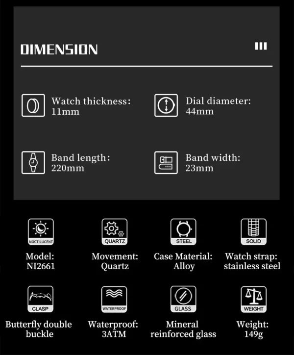 NIBOSI Luxury Men Watch Waterproof Luminous Chronograph Date Stainless Steel Watch for Men Quartz Military Men's Watches Reloj - Image 3