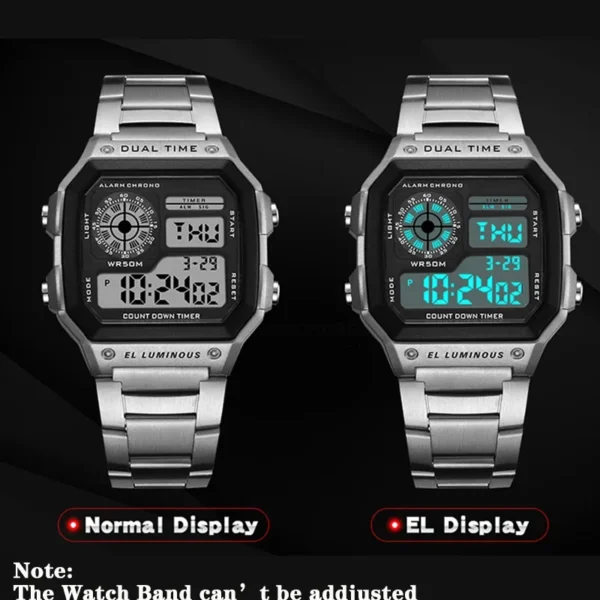 Luxury Men's Wristwatch Multifunction LED Digital Watch Alloy Strap Classic Business Men Watch 7-colors Luminous Sport Watches - Image 5