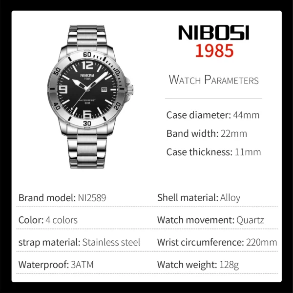 NIBOSI 2024 Watch Men Luxury Brand Business Luminous Waterproof Male Clock Calendar Man Quartz Wristwatches Relogio Masculino - Image 2