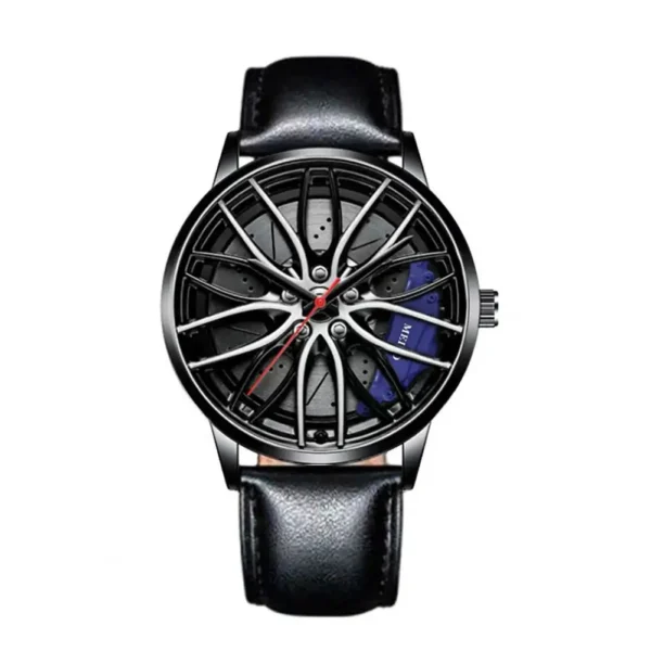 Men Quartz Watch Round Hidden Clasp Chronograph with Car Wheel Rim Hub Design Automatic Quartz Wristwatch Male Clock for Office - Image 5
