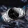 Men Casual Stainless Steel Mesh Belt Watch Simple Dial Quartz Watch Round Dials Business Wristwatch Orologi Di Lusso Leggeri - Image 3