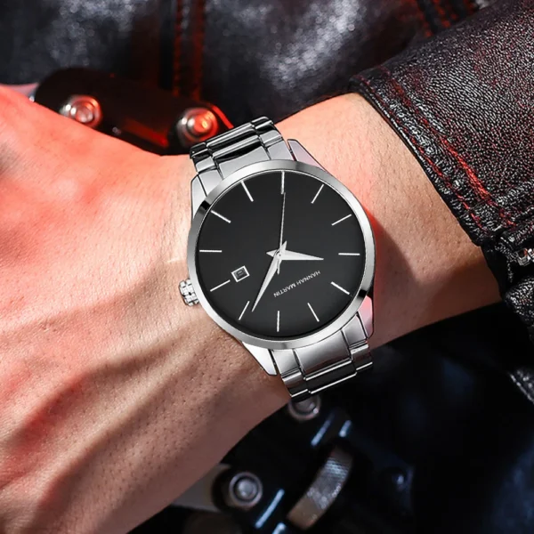 Men Watch Top Brand Luxury Calendar Stainless Steel Quartz Fashion Business Full Black Waterproof Sports Watch Relogio Masculino - Image 2