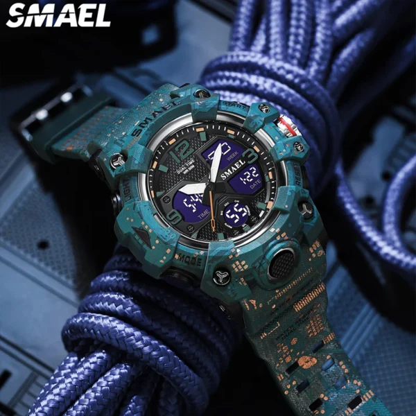 Men Watches Sport SMAEL Military Watch Camouflage Style 50M Waterproof Clock Alarm Stopwatch 8008 Quartz Wristwatches For Men - Image 5