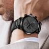Hannah Martin Watches For Men Calendar Six-Hand Chronograph Multi-function Men's Watch Black Waterproof Steel Strap Quartz Clock - Image 3