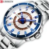 CURREN Watches for Men Fashion Business Mens Watches with Stainless Steel Strap Waterproof Quartz Watch for Men with Auto Date