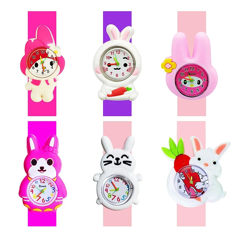 6 Styles Cartoon Rabbit Toys Children Watches Fashion Waterproof Girls Watches for Kids Birthday Gift Bracelets