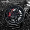 Rotating Dial Waterproof Car Wheel Watch Men Quartz Sport Steel Clock Creative Rim Hub Wheel Wristwatch Relogio Masculine
