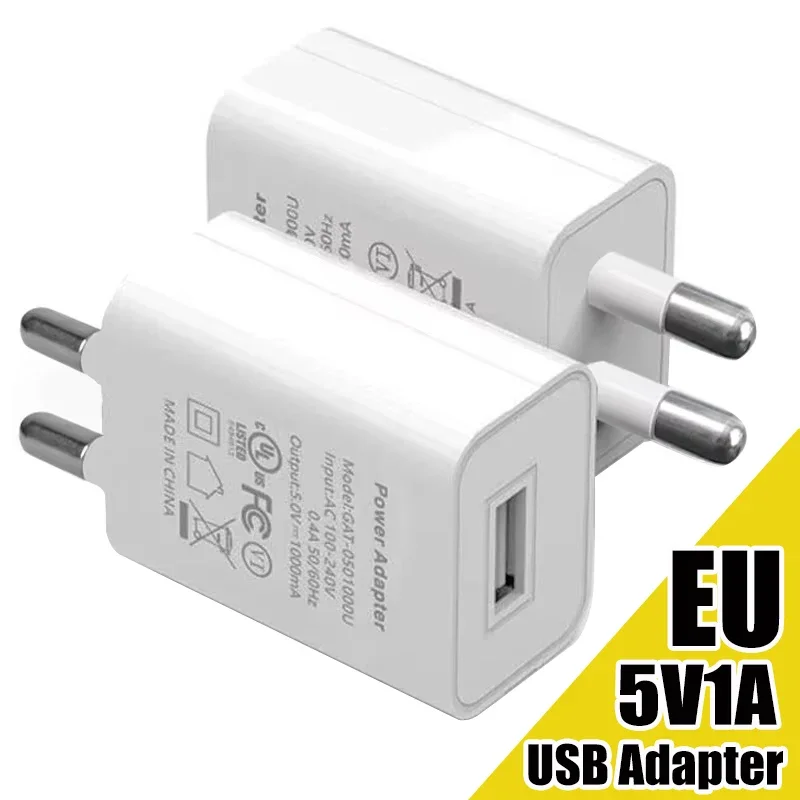Universal 5V1A European Standard USB Charging Plug Mobile Phone Charger for IPhone IPad Samsung Xiaomi Google Wall Power Adapter