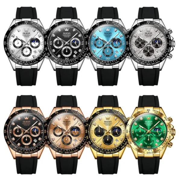 OLEVS 2875 Men Watch Quartz Top Brand Waterproof Luminous Watch for Men Three Small Dial Sport Wristwatch Chronograph Date Reloj - Image 6