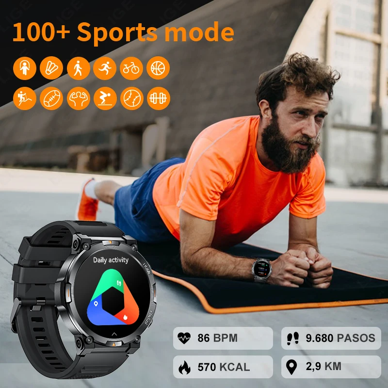 LIGE Outdoor Smart Watch Men Bluetooth Call AMOLED HD Screen Heart Rate Flashlight IP68 Waterproof Smartwatch For Xiaomi Huawei - Image 4