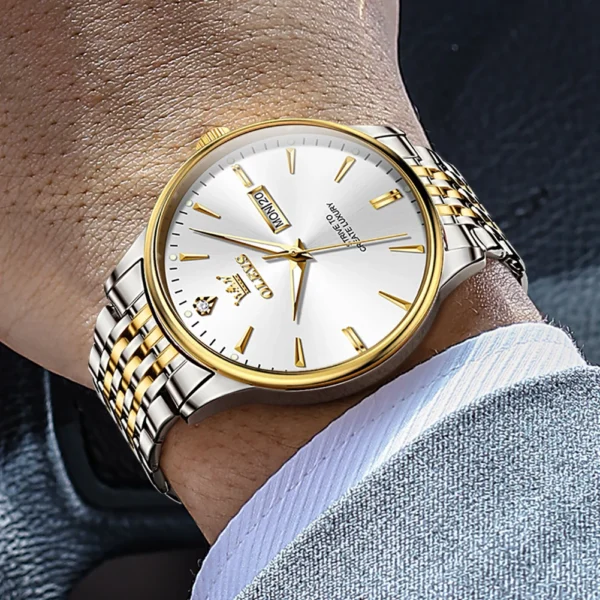 OLEVS Luxury Top Brand Men's Quartz Watches Classic Original Watch for Men Business Fashion Waterproof Gold Men's Wristwatch+Box - Image 4