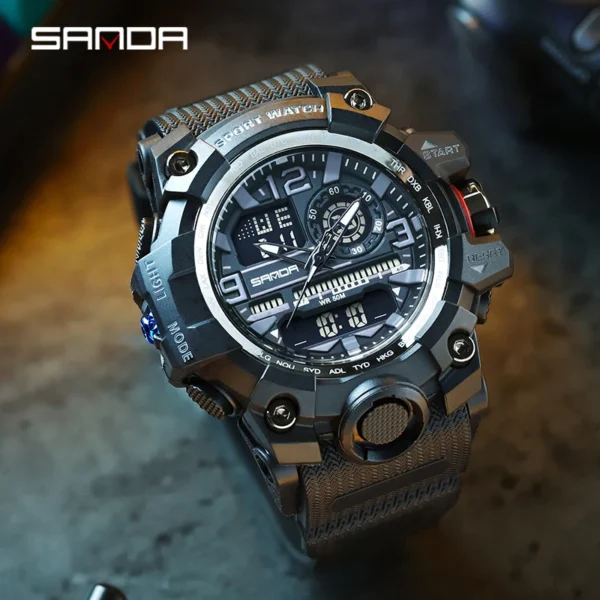 SANDA G style New Men Watch 50M Waterproof Sports Military Quartz Watch For Male Electron Digital Wristwatch Reloj De Hombre - Image 2