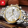 OLEVS Luxury Brand Quartz Watch for Men Waterpoof Chronograph Men's Wristwatch Auto Date Dual Calendar Moon Phase Man Watch New - Image 3