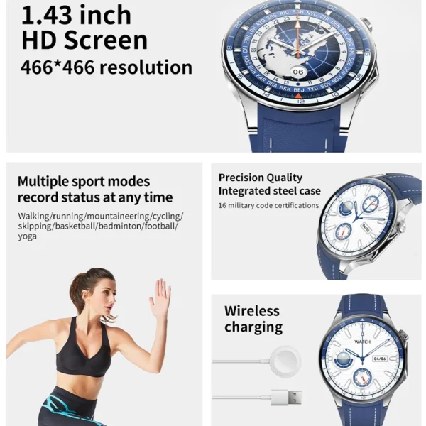 2024 New IP68 waterproof smartwatch for Men GPS Tracking AMOLED 466*466 HD screen NFC Bluetooth Talking Watch for Huawei Xiaomi - Image 3