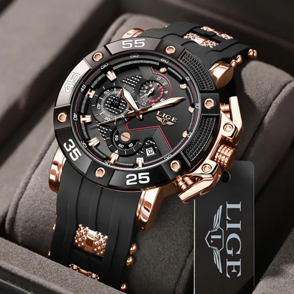 LIGE Top Brand Luxury Quartz Man Watch Fashion Casual Sport Silicone Strap Clock Personality Waterproof Luminous Watches for Men - Image 6