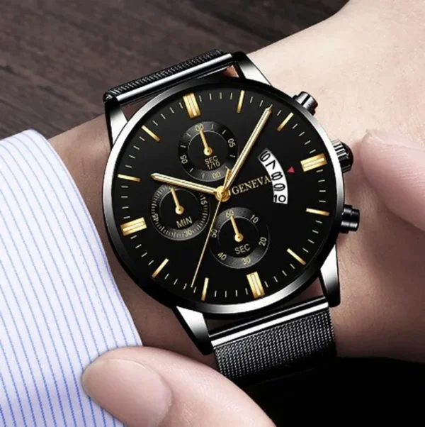 Mens Watches Waterproof Mesh Belt Man Wrist Watch Calendar Quartz Watch Luxury Business Dress Watch for Men Fashion Male Clock - Image 2