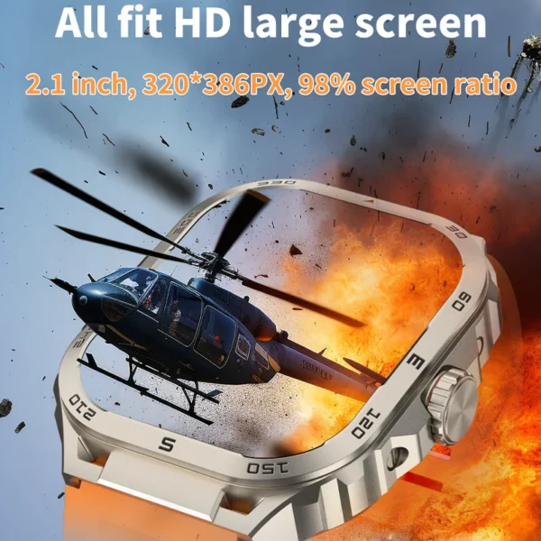 New 2.01inch full touch Smartwatch for men Android Xiaomi Blood Pressure Oxygen Fitness Watch Waterproof military smartwatch - Image 6