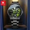 OLEVS Watch for Men 360° Rotary Dial Sport Car Rim Wheel Hub Waterproof Luminous Fashion Stainless Steel Men's Quartz Wristwatch - Image 6