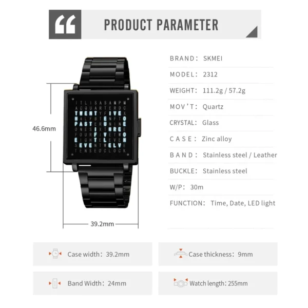 Skmei 2312 Sport Electronic Watches Reloj Hombre Fashion Wristwatch For Men Women Waterproof Clock LED Light Outdoor Digital - Image 6