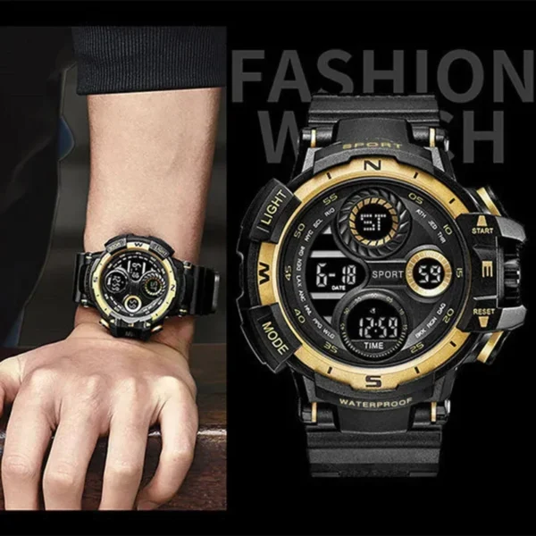 YIKAZE Sports Watch for men Black Dial Military Digital Watch Luminous Date Chronograph Alarm Clock Student Kids Man Wristwatch - Image 4
