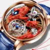 PINDU Design New 3D Dragon Earth Theme Quartz Watches Men Celestial Series Curved Mirror Transparent Design Watch Wristwatches