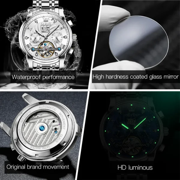 OLEVS Men's Watches Classic Busniess Multifunctional Calendar Watch for Man Waterproof Luminous Automatic Flywheel Mechanical - Image 5