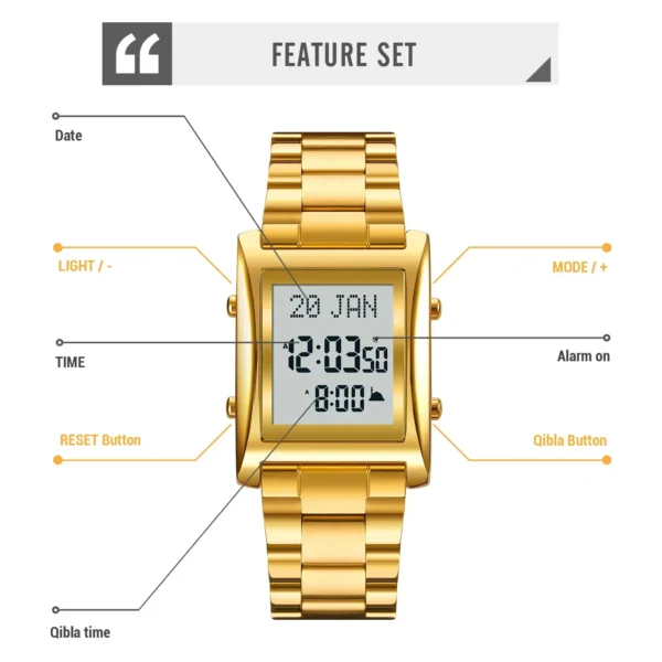 SKMEi Men Women Prayer Multifunctional Worship Watches Luxury Male Original Wristwatch Muslim Qibla Direction Instruct Watch - Image 5