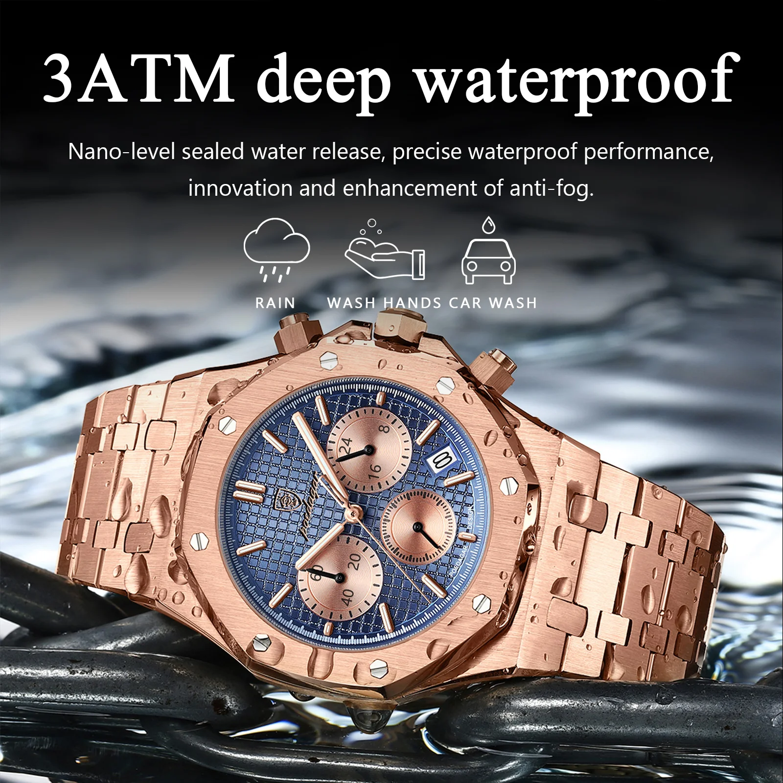 POEDAGAR Men's Watches Fine Steel Fashion Original Quartz Watch for Man Waterproof Luminous Date Chronograph Luxury Wristwatch - Image 5