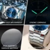 POEDAGAR Luxury Watch For Man Waterproof Luminous Date Week Stainless Steel Men Watch Casual Quartz Men's Watches Male Clock+box - Image 4