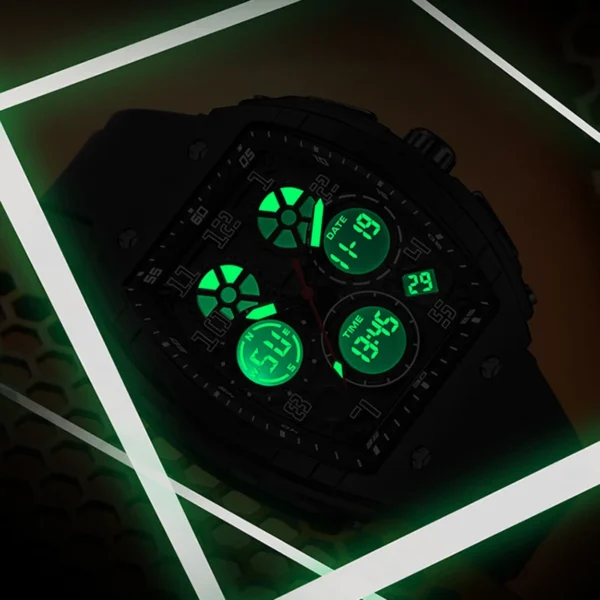 Men Sports Digital Wrist Watches For Male Clock Dual Display Man Tonneau Watches Chronograph Luminous Silicone Band Dropship - Image 5
