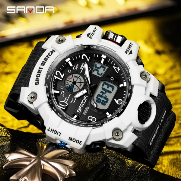 SANDA Brand G- Style Military Watch Men Digital Shock Sports Watches For Man Waterproof Electronic Wristwatch Mens Relogios 3169 - Image 4