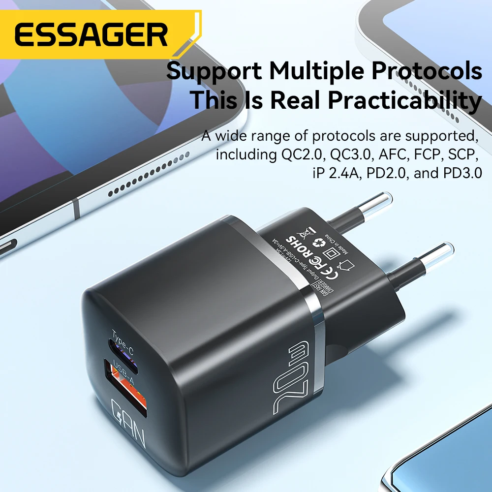Essager 0W GaN USB C Charger QC 3.0 PD Fast Type C Charger For iPhone 15 14 13 Pro Max Xiaomi Samsung Type C Mini Phone Charger - Image 5