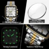 POEDAGAR Luxury Square Sport Man Wristwatch Waterproof Luminous Chronograph Quartz Men's Watches Stainless Steel Men Watch Reloj - Image 4