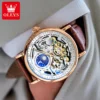 OLEVS Moon Phase Mechanical Watch Men with Dual Time Zone Display Waterproof Automatic Skeleton Mens Watches Top Brand Luxury - Image 6