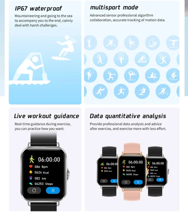 2023 Smart Watch Bluetooth Call Play Music Smartwatch Fitness Clock Digital Sports Waterproof Watches for Men Women IOS Android - Image 6