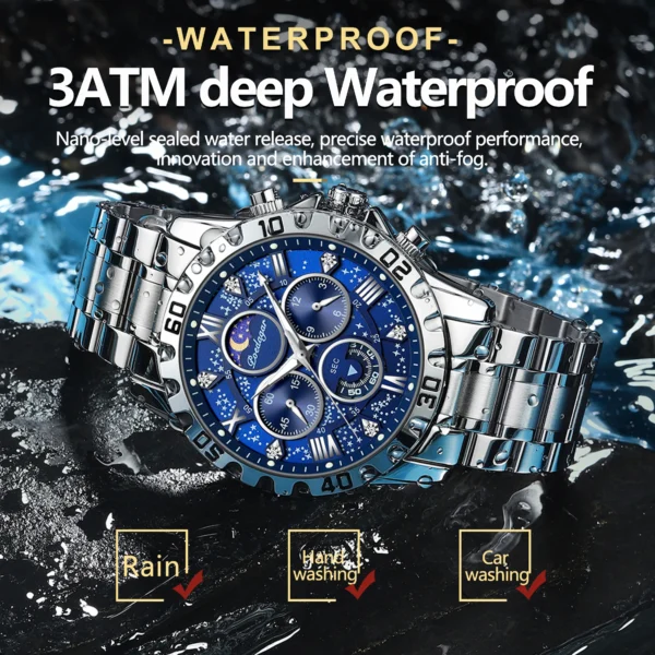 POEDAGAR Top Luxury Man Wristwatch Waterproof Luminous Chronograph Men's Quartz Watch Stainless Steel Casual Sports Men Watches - Image 3