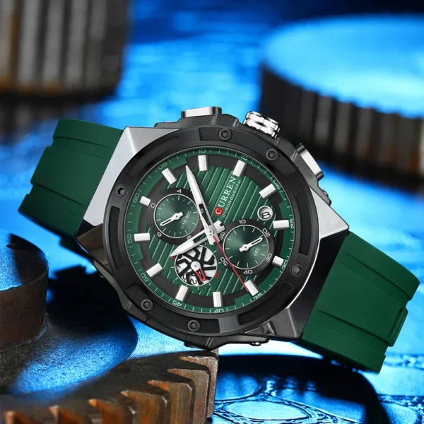 CURREN Fashion Men Watches Top Brand Luxury Silicone Sport Watch Men Quartz Date Clock Waterproof Wristwatch Chronograph Clock - Image 3