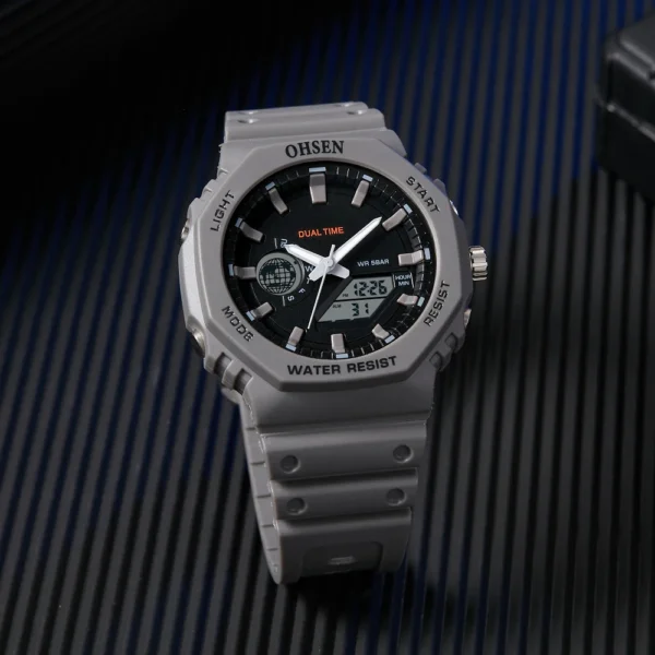 Outdoor Sport Digital Watches for Men Grey Silicone Waterproof Tactical Electronic Men's Quartz Watch Fashion relogio masculino