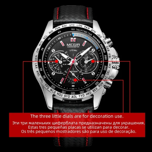 MEGIR 1010 Hot Men's Watch Original Luxury Fashion Brand Sport Clock Leather Strap Business Quartz Wrist Watches for Men Casual - Image 4