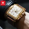 OLEVS Men's Top Brand Square Quality Quartz Wristwatch Chronograph Waterproof Original Watch for Man Luminous Date Luxury - Image 2