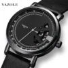 YAZOLE Fashion Men Watch Simple Casual Quartz Wristwatches PU Strap Turntable Design Male Clock Student Watches Waterproof - Image 2