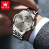 OLEVS Top Brand Men's Watches Business Fashion Original Quartz Watch for Man Grey Dial Moon Phase Date Chronograph Waterproof - Image 4