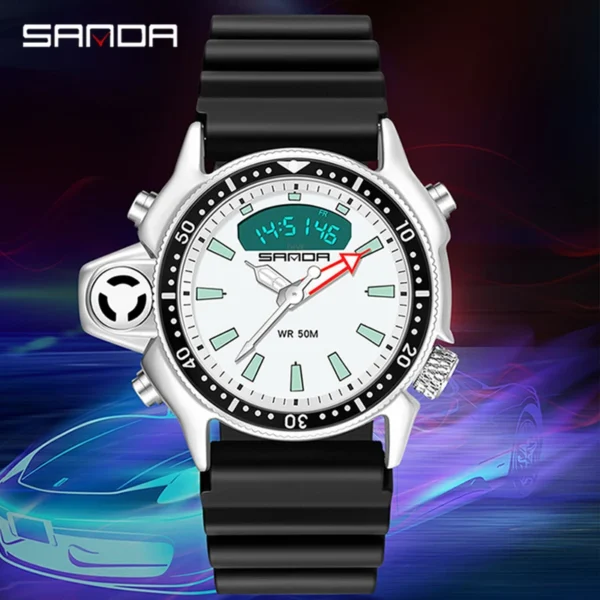 SANDA New Fashion Sport Men's Watch Casual Style Watches Men Military Quartz Wristwatch Diver Man Watches Relogio Masculino 3008 - Image 2