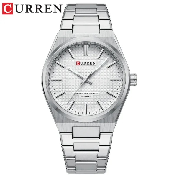 CURREN 8439 Couple Quartz Watch Silvery Gold Leisure Simple Business Stainless Steel Strap Wristwatch for Men - Image 3