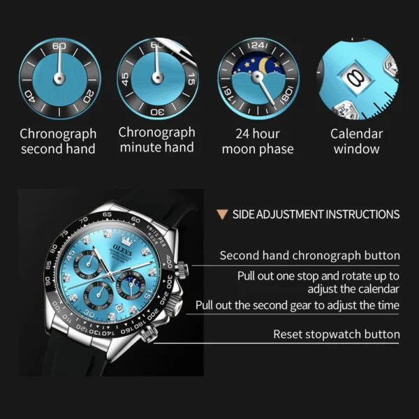 OLEVS 2875 Men Watch Quartz Top Brand Waterproof Luminous Watch for Men Three Small Dial Sport Wristwatch Chronograph Date Reloj - Image 2